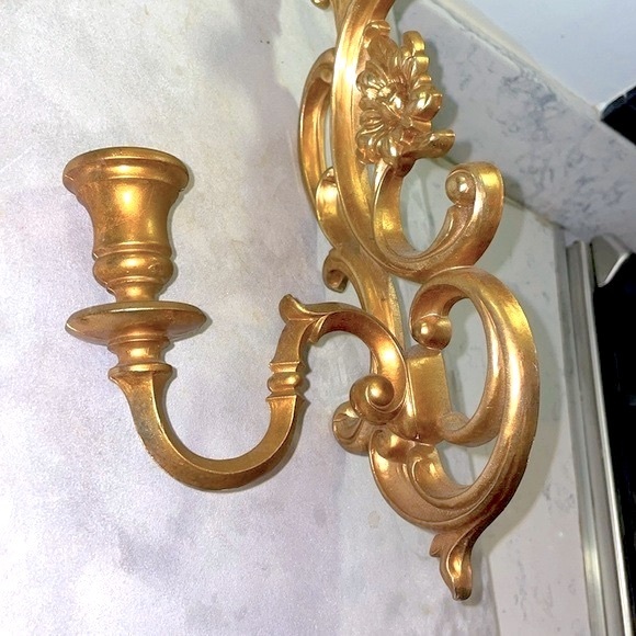 Dart Syroco Pair of 2 Gold Resin Wall Candle Holders Sconces Excellent Condition - Picture 7 of 14
